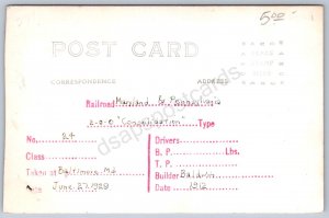 K31/ Baltimore Maryland RPPC  Postcard c30 Railroad Locomotive Roundhouse 371