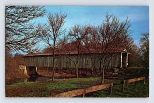 Postcard Indiana Matthews In Cumberland Covered Bridge 1970s Unposted Chrome