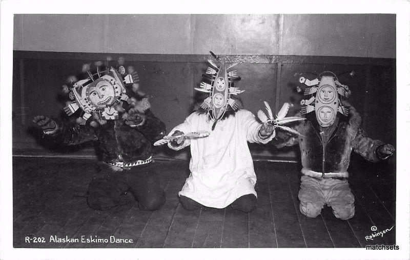 1940s Native Costume Alaskan Eskimo Dance Interior RPPC Robinson 1293 postcard