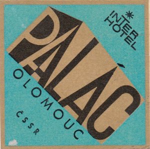 Czechoslovakia Olomouc Interhotel Palac Vintage Luggage Label sk3655