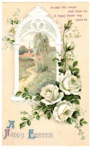 Easter Church inside Window, White Roses