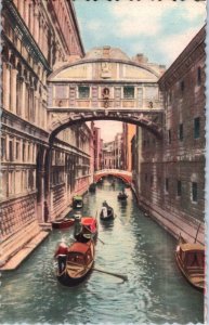 The Bridge of Sighs Venice Canals Gondolas Italy Postcard