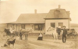 RPPC Real Photo, Farmhouse,Family,Dogs,Wagons,Mom, Kids,S.Dakota,Old Postcard  