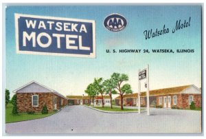 Watseka Illinois Postcard Motel Highway Exterior Building c1940 Vintage Antique