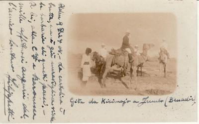 RPPC   MEN on CAMELS, HORSE  Benadir ?  Somolia ?  postcard