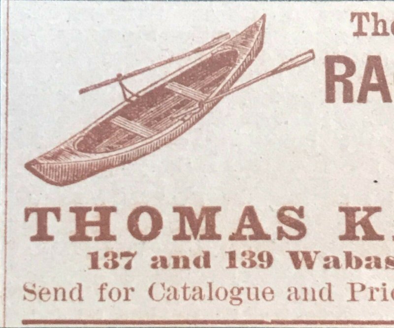 1884 Racine Boats Canoes Thomas Kane Co. Victorian Print Ad Chicago 2V1-27