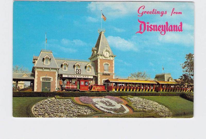 VINTAGE POSTCARD DISNEYLAND MAIN STREET USA GREETINGS FLORAL MICKEY #3