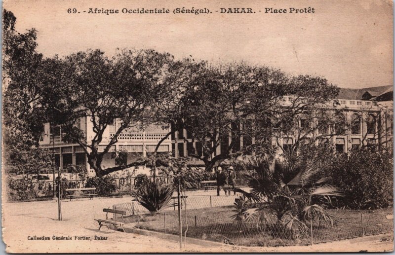 Senegal Afrique Occidentale Dakar Place Protet Postcard C109