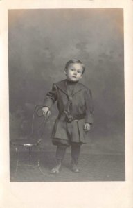 RPPC, Studio Portrait  LITTLE BOY In PANTALOONS  ca1910's Real Photo Postcard