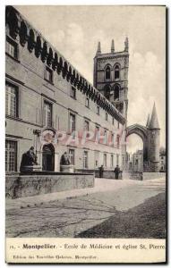 Old Postcard Montpellier School of Medicine and St. Peter Church