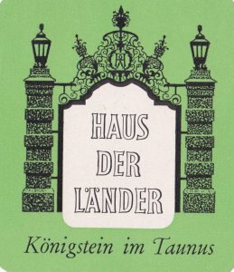 Germany Koenigstein im Taunus Haus Der Laender Vintage Luggage Label sk2194