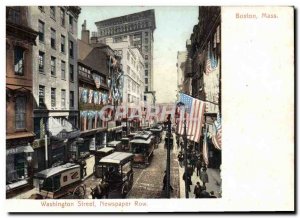 Postcard Boston Mass Old Washington Street Newspaper Row