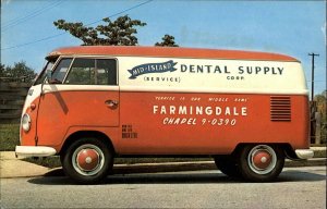 Farmingdale Long Island NY Dental Supply VW Bus c1950s Postcard