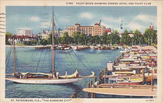 Yacht Basin Showing Soreno Hotel And Yacht Club St Petersburg 1936 Curteich F...