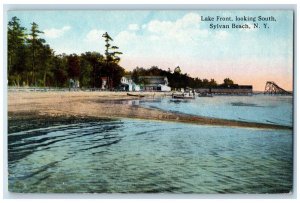 c1930's Lake Front Looking South Boat Sylvan Beach New York NY Vintage Postcard