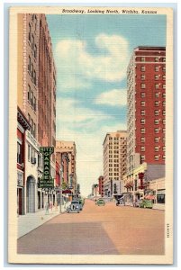 1941 Broadway Looking Business Section North Wichita Kansas KS Posted Postcard