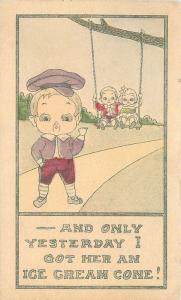 Artist impression Comic Humor C-1910 Jilted Boy Ice cream Cone Postcard 12239