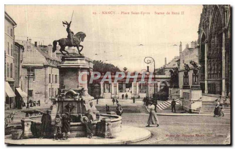 Old Postcard Nancy Place Saint Epvre Statue of Rene II Children