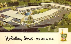 Moline Illinois 1973 Postcard Holiday Inn Artist Rendering Aerial View