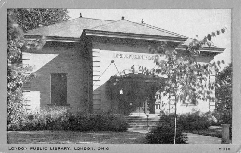 London Ohio Public Library Street View Antique Postcard K52156 