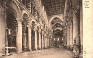 Vintage Postcard Interno Del Duomo Cathedral Interior View Pisa Italy