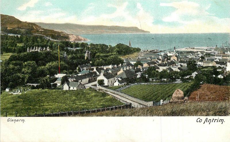 Vintage Postcard Bird's Eye View Glenarm County Antrim Northern Ireland