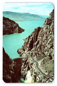 Buffalo Bill Dam Near Cody Wyoming Shoshone Reservoir Aerial View Postcard