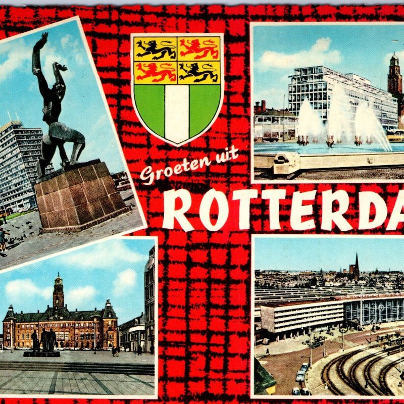 c1970s Rotterdam, Netherlands Greetings Destroyed City Art Deco 4x6 Muva PC M4