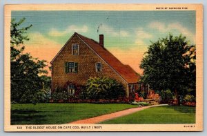 Vintage Massachusetts Postcard - Oldest House on Cape Cod   1939