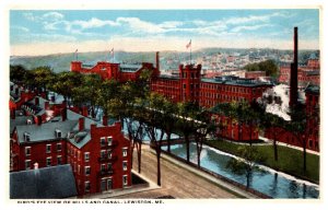 Maine  Lewiston Birds Eye View of Mills and Canal