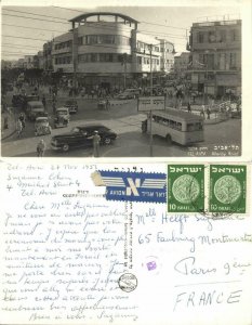israel palestine, TEL-AVIV, Allenby Road, Car Bus (1951) Palphot RPPC Postcard