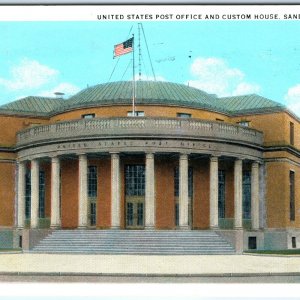 c1940s Sandusky, OH Post Office Building Linen PC Downtown Roadside Pillars A293