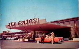 Postcard American Indians Outside New Frontier Hotel in Las Vegas, Nevada