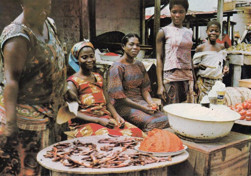 Anything You Like Dead Fish Ghana Market Scene Postcard
