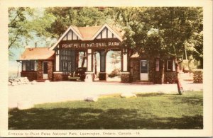 Postcard ON Leamington Entrance to Point Pelee National Park Old Car 1954 M66