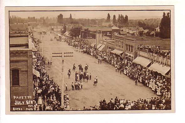 Real Photo, Payette, July, 1909, Downtown Parade, Idaho, Photo Bates Studio, AZO