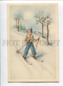 3086191 SKIING girl on ski Vintage Amag colorful PC