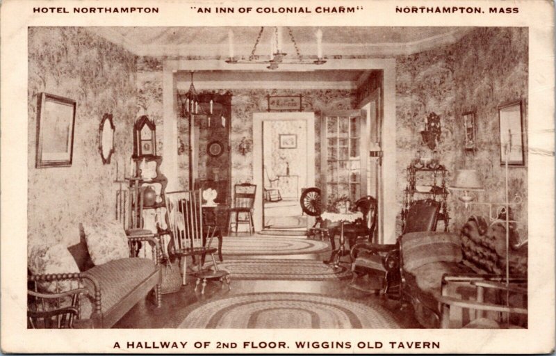 Postcard MA Northampton - Hotel Northampton Hallway 2nd Floor Wiggins Old Tavern