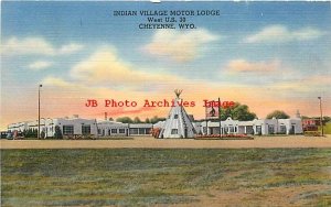 WY, Cheyenne, Wyoming, Indian Village Motor Lodge, Tichnor Bros No 77888