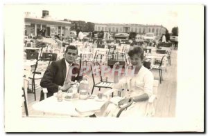 PHOTO CARD Fantasy - Couple - lunch - Restaurant - Old Postcard