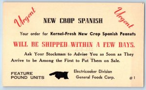 Kernel Fresh New Crop Spanish Peanuts Buffalo Nuts Inc Buffalo NY Postal Card