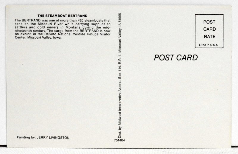 The Steamboat Bertrand -Postcard