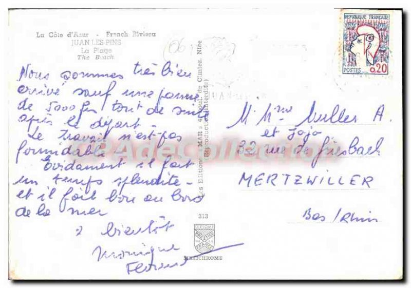 Modern Postcard Juan Les Pins Beach