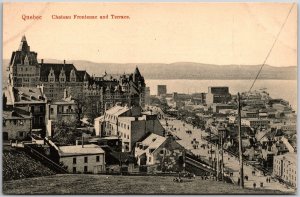 Chateau Frontenac And Terrace Quebec Canada Panorama Buildings Postcard