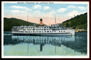 dc1273 - ST. LAWRENCE RIVER Quebec Postcard 1920s Steamer SAGUENAY