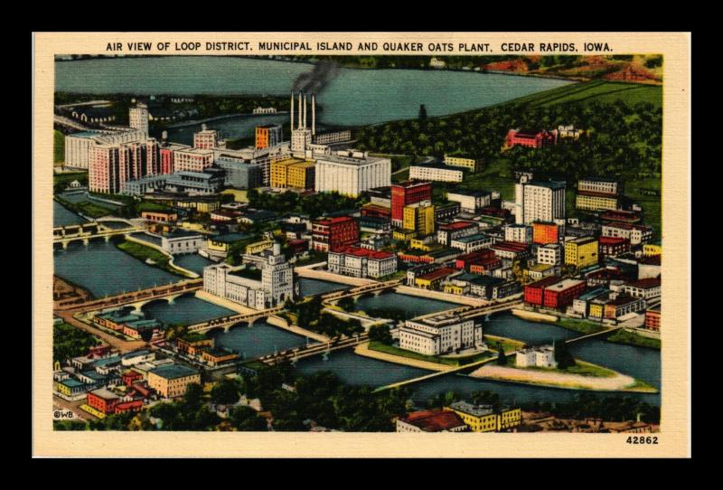 QUAKER OATS PLANT CEDAR RAPIDS IOWA AERIAL VIEW