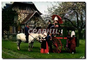 Old Postcard Folklore France Normandy Haile under the Apple Blossoms Manoir d...