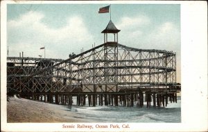 Ocean Park California CA Scenic Railway Roller Coaster c1910 Vintage Postcard