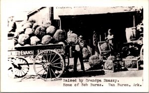 Exaggeration RPPC Giant Strawberries Grandpa Snazzy Bob Burns Van Burn, Arkansas