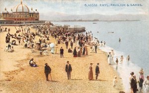 A791 Wales Rhyl Pavilion and Sands Beach vintage postcard